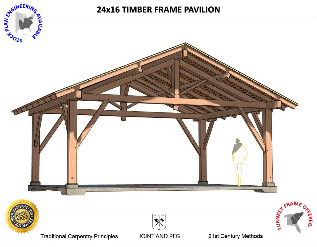 24x16 Lowcountry Timber Frame Pavilion Ready To Assemble Kit