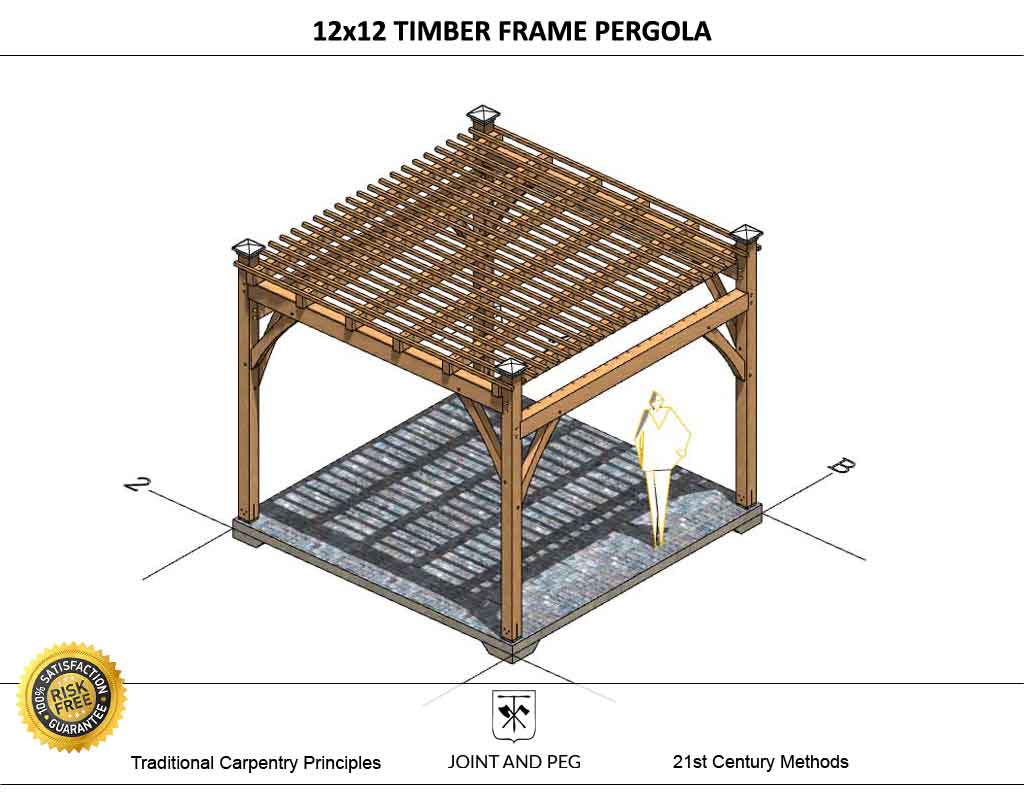 12x12 Timber Frame Pergola Plan