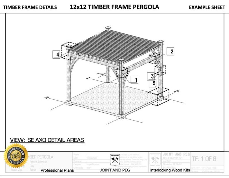 12x12 Timber Frame Pergola Plan 