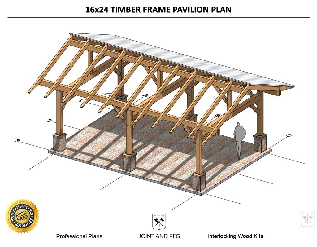 16x24 Timber Frame Pavilion Plan
