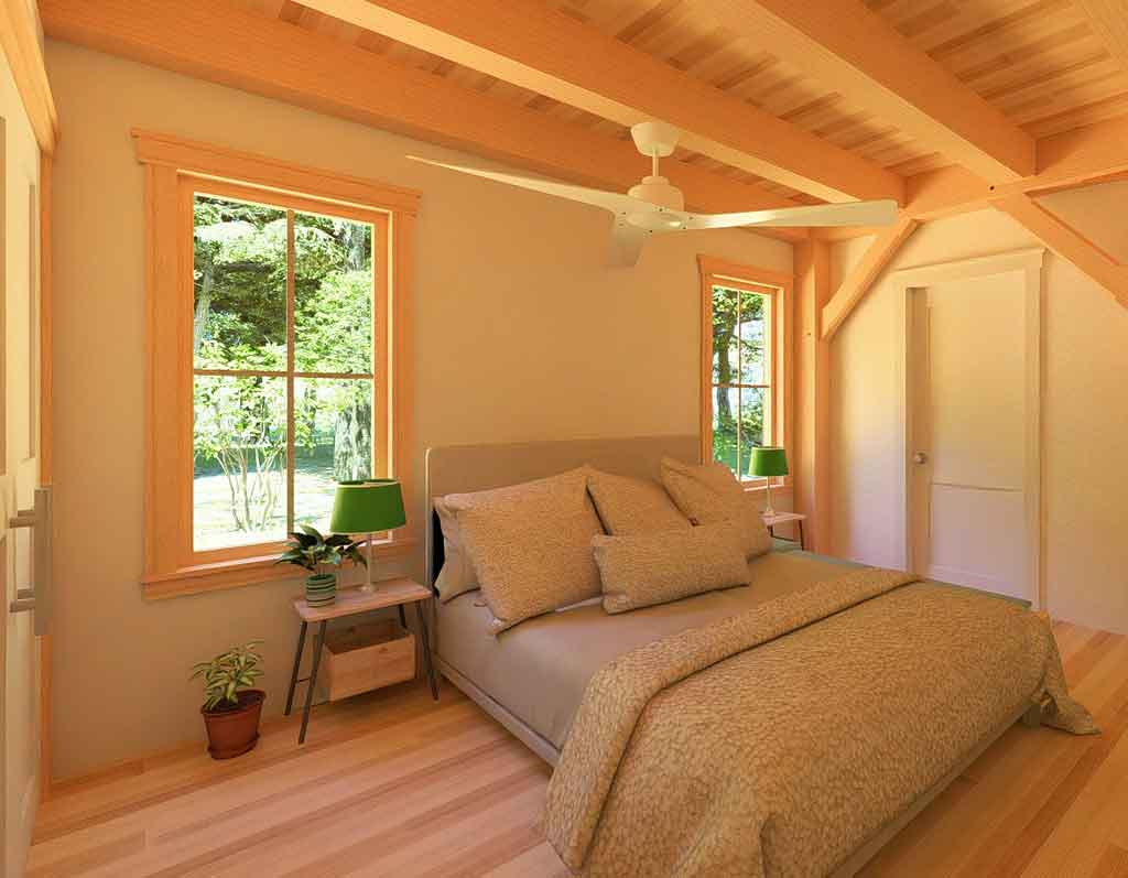 timber-frame-cabin-bedroom